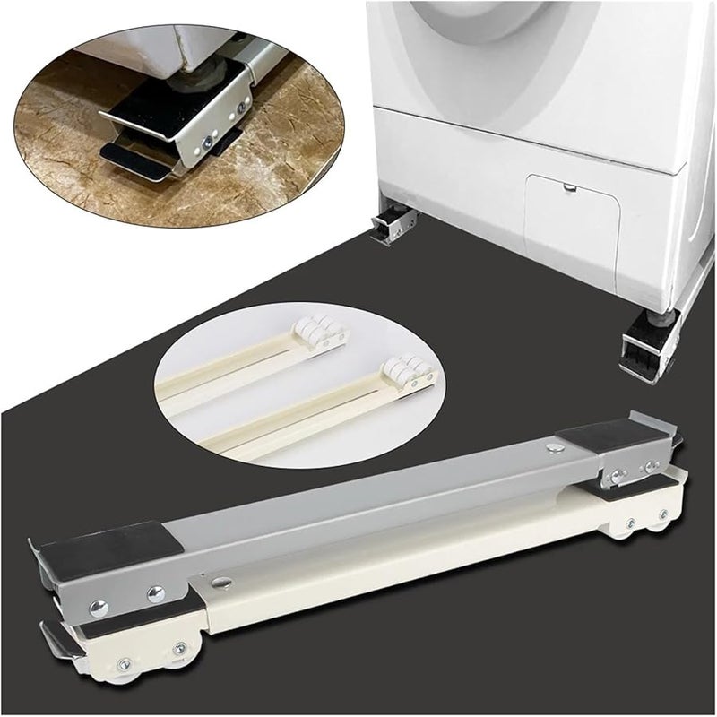 Universal Adjustable Mobile Roller Bracket Stand For Dryer Washing Machine Refrigerator 2pcs Silver - Image 5
