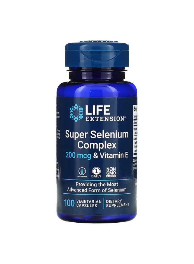 Life Extension Super Selenium Complex & Vitamin E, 200 mcg, 100 Vegetarian Capsules - Image 1