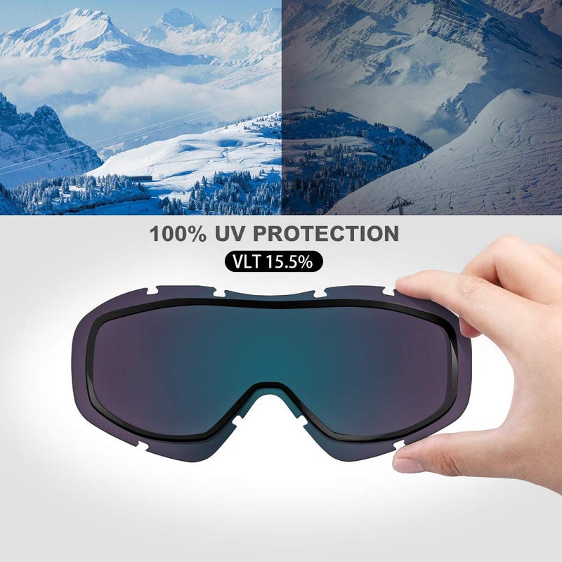 OutdoorMaster OTG Ski Goggles - Over Glasses Ski/Snowboard Goggles for Men, Women & Youth - 100% UV Protection (Black Frame + VLT 15% Grey Lens with REVO Red) - Image 3
