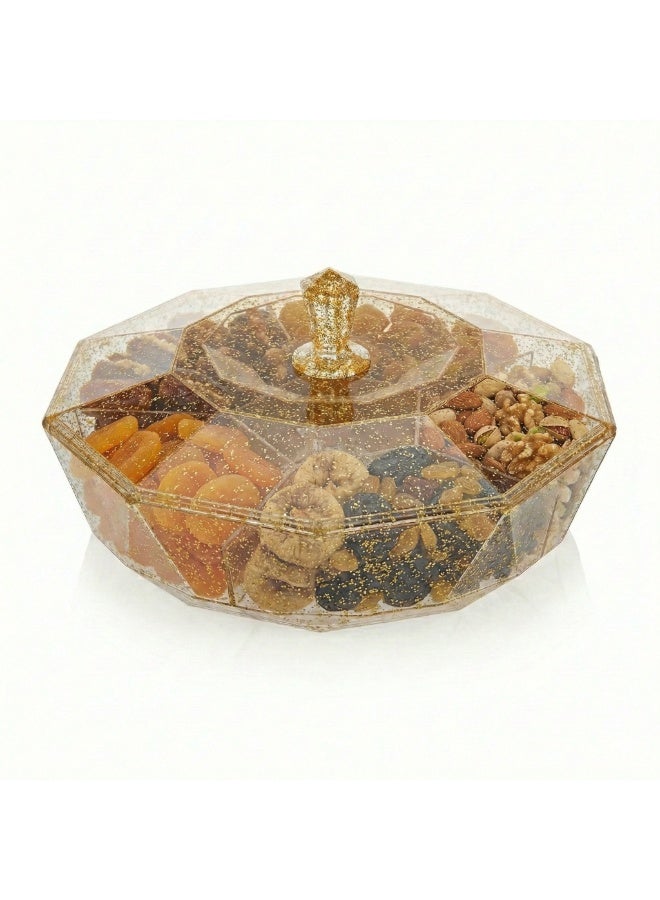 Large Acrylic Snack Organizer with Lid – 6 Compartment Candy & Nuts Serving Container for Ramadan Nuts, Eid Cookies, Chocolate & Biscuits - Image 2