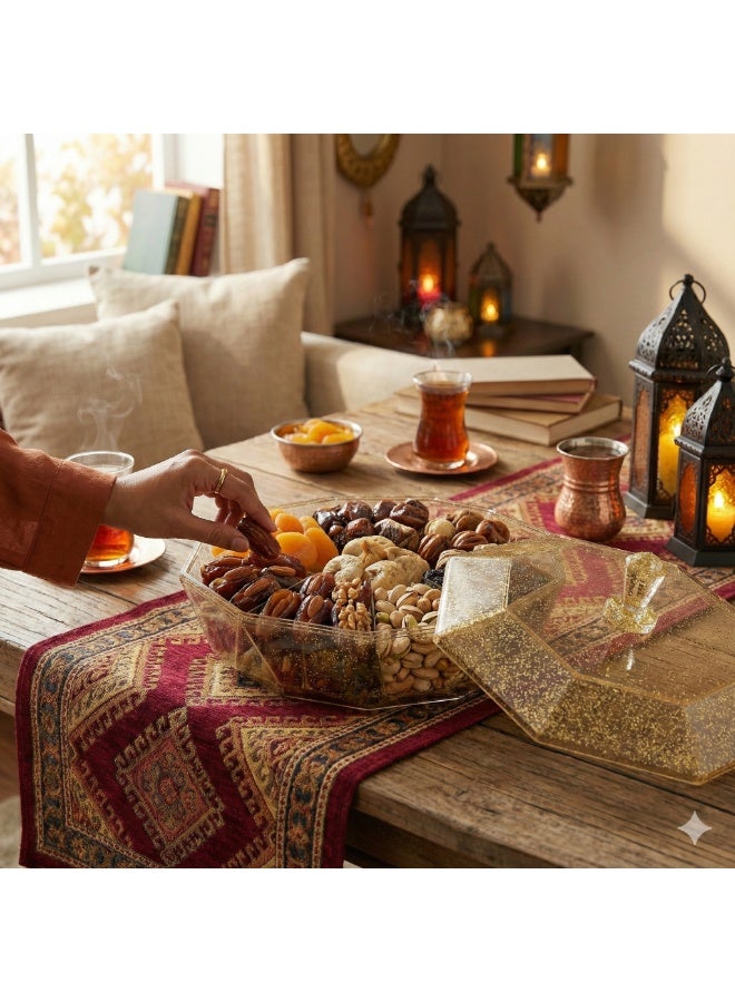 Large Acrylic Snack Organizer with Lid – 6 Compartment Candy & Nuts Serving Container for Ramadan Nuts, Eid Cookies, Chocolate & Biscuits - Image 4