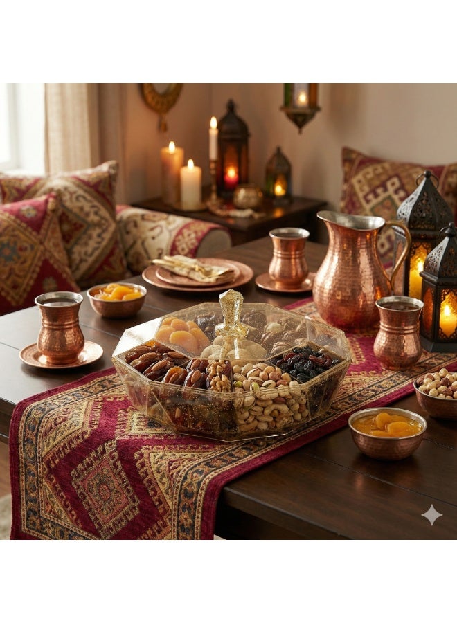 Large Acrylic Snack Organizer with Lid – 6 Compartment Candy & Nuts Serving Container for Ramadan Nuts, Eid Cookies, Chocolate & Biscuits - Image 5