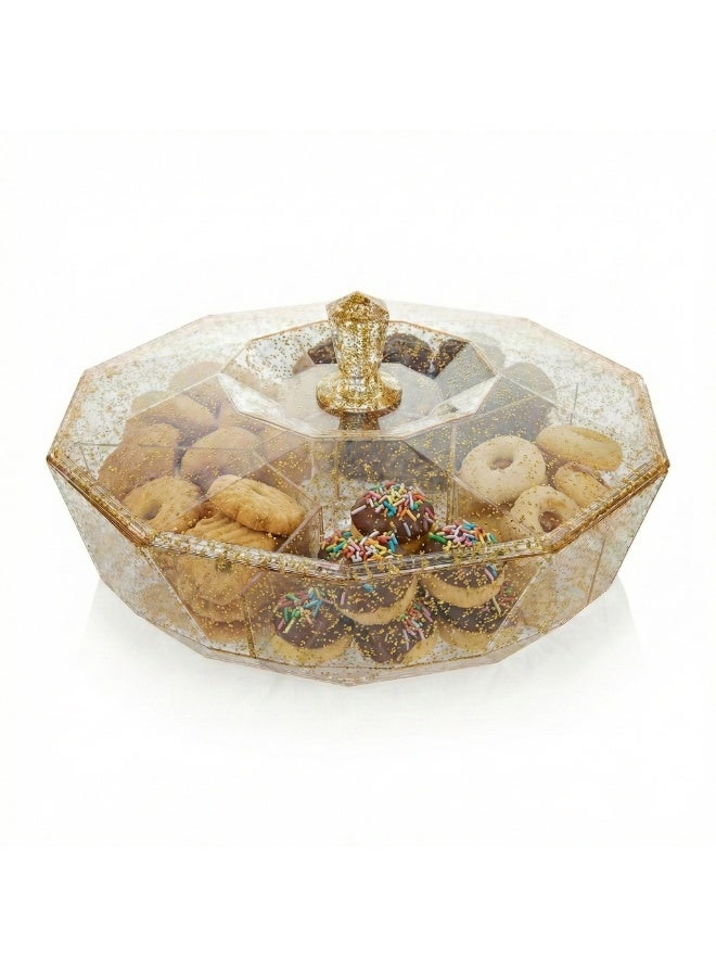 Large Acrylic Snack Organizer with Lid – 6 Compartment Candy & Nuts Serving Container for Ramadan Nuts, Eid Cookies, Chocolate & Biscuits - Image 1