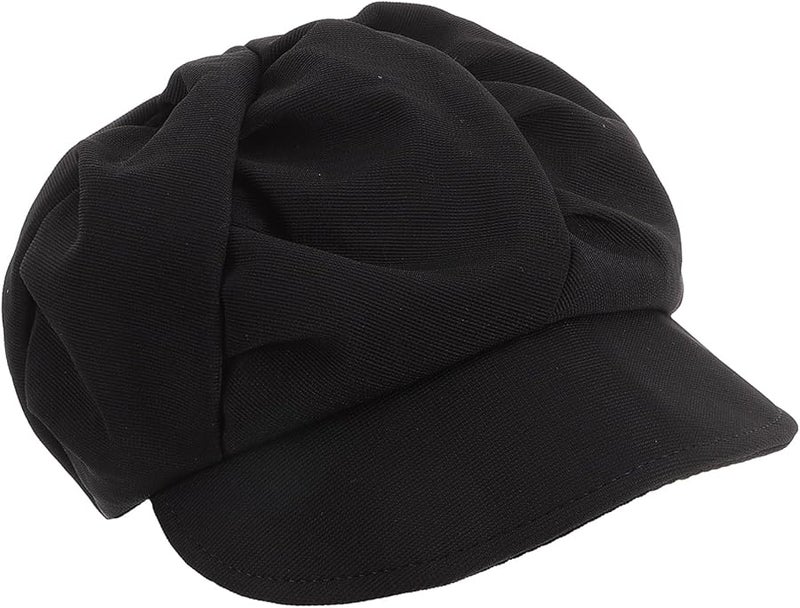 Womens Octagonal Beret Hat Warm Winter Cap Minimalist Black - Image 1