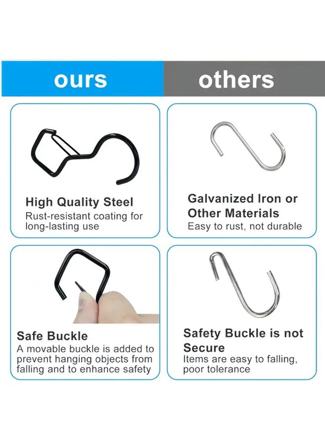 10pcs Heavy Duty Carbon S Hooks Windproof Anti Fall Locking Hooks for Hanging Tarps Clotheslines Balcony - Image 5