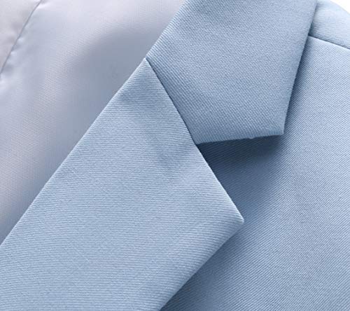 UNINUKOO Men's Suit Slim Fit 2 Button 2 Piece Suits for Men Party Formal Dress Solid Tuxedo Blazer Jacket Pants Set US Size 36 Sky Blue - Image 4