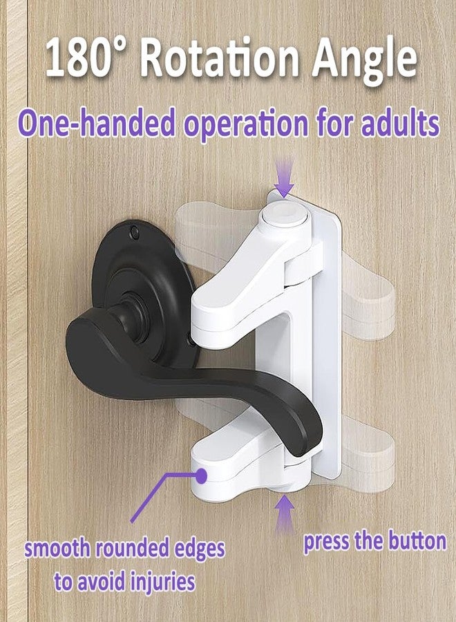 Flyaway Door Lever Lock Child Proof, 2 Pack Door Handle Baby Proof No Drilling, 3M Adhesive Child Safety Cabinet Locks for Doors Simple Install and No Tools Needed, White - Image 2