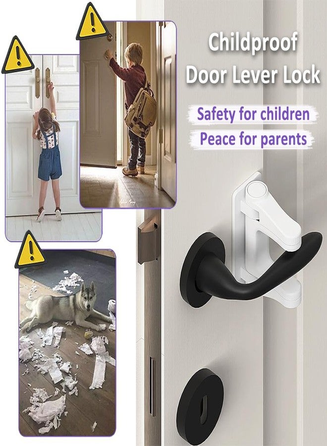Flyaway Door Lever Lock Child Proof, 2 Pack Door Handle Baby Proof No Drilling, 3M Adhesive Child Safety Cabinet Locks for Doors Simple Install and No Tools Needed, White - Image 5