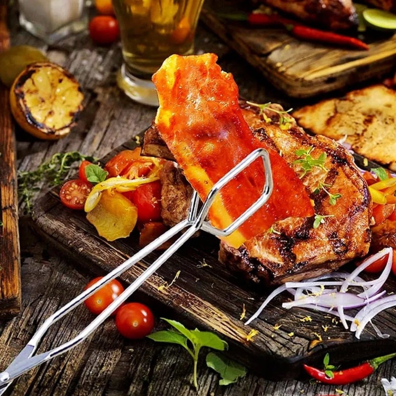 Long-Handled Stainless Steel Tongs 41.7cm Black - Soft Non-Slip Ergonomic Grip Burn-Proof Food-Grade Tongs for Home Cooking Barbecue Party Serving - Image 5
