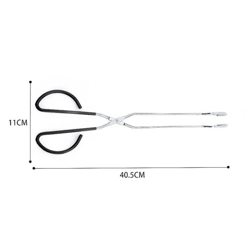 Long-Handled Stainless Steel Tongs 41.7cm Black - Soft Non-Slip Ergonomic Grip Burn-Proof Food-Grade Tongs for Home Cooking Barbecue Party Serving - Image 1