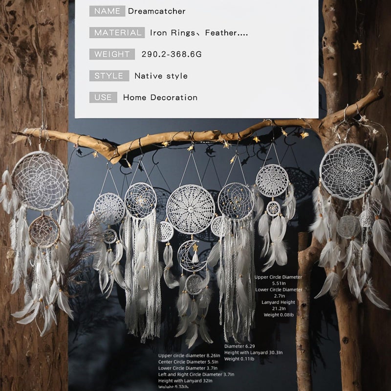 Thavgaf Dream Catcher Wall Decor,Large Boho Dream Catcher with Luxurious Feathers & Beads, Handmade Wall Hanging for Bedroom,Living Room, Gift Ready for Girls & Adults (Gray) - Image 3