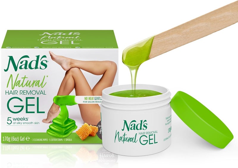 Nad's Nads Original Natural Hair Removal Gel Wax Kit Waxing Kit for Body Arms Bikini Legs and Face Noheat Formula Includes 1 Spatula 5 Reusable Cotton Strips 3 Cleansing Wipes Gel Wax 170g - Image 1