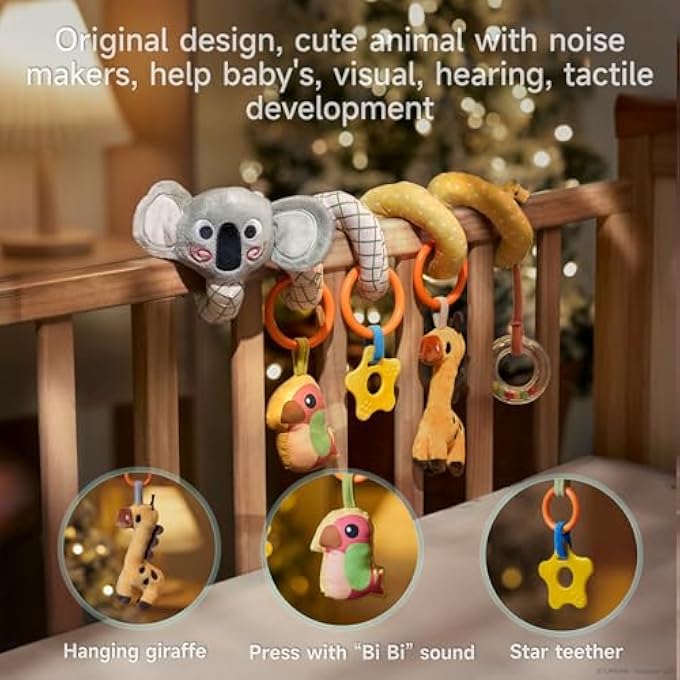 TUMAMA SPIRAL CAR SEAT TOYS BABY TOYS FOR 0 3 6 9 12 MONTHS, INFANT STROLLER TOY NEWBORN HANGING TOYS WITH RATTLE - Image 5