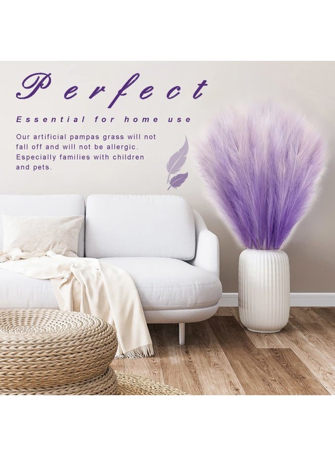 KALYLOC 8Pcs 3FT Purple Colorful Faux Pampas Grass, Fake Artificial Pampass Grass Decor, Filler Tall Pampas Grass Reed Fluffy Stems Plant for Home Boho Living Room Wedding Decoration - Image 5