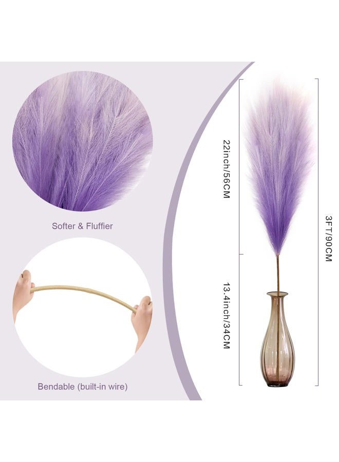 KALYLOC 8Pcs 3FT Purple Colorful Faux Pampas Grass, Fake Artificial Pampass Grass Decor, Filler Tall Pampas Grass Reed Fluffy Stems Plant for Home Boho Living Room Wedding Decoration - Image 2