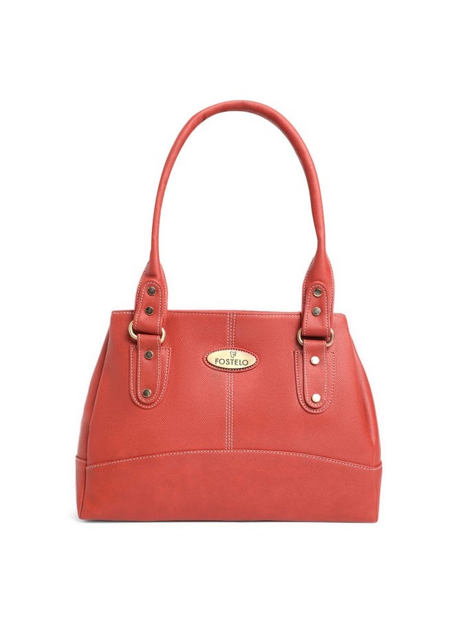 Fostelo Fostelo Women's Vegan Leather Birdie Handbags Shoulder Hobo Bag Ladies Purse (Red) (Large)  - Image 1