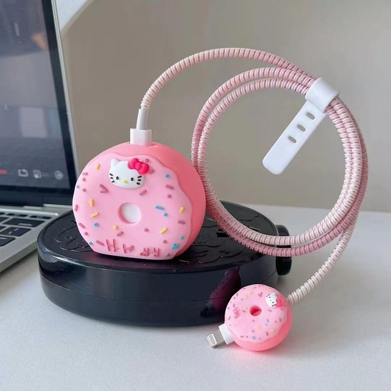 CERLINK Cable Protector with 3D Cute Pattern for iPhone Charger only 18W & 20W, Data Charging Cable Wire Saver Protective Cable Cover Full Protection Cable Sleeve (Icecreamkitty) - Image 1