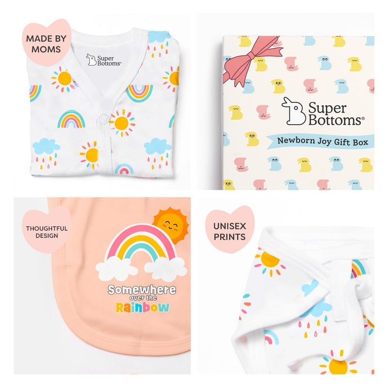 Superbottoms Baby Gift Set for New Born - Skin-Friendly Newborn Essentials - Ideal Gifts for Newborn Baby – Unisex Clothing - 0-3 Months – 11 Pieces Baby Gift Hamper (Peach) - Image 3