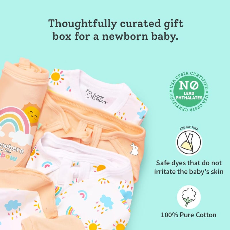 Superbottoms Baby Gift Set for New Born - Skin-Friendly Newborn Essentials - Ideal Gifts for Newborn Baby – Unisex Clothing - 0-3 Months – 11 Pieces Baby Gift Hamper (Peach) - Image 4