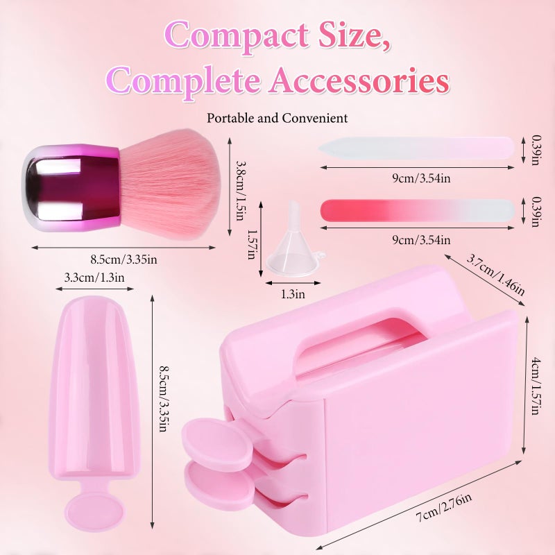 heemeei Dip Powder Recycling Tray System, Portable Nail Dip Powder Tray Kit with Nail Dust Brush, Glass Nail File, French Nail Art Manicure Essential Tool, Makeup Tool Glitter Saver - Image 2
