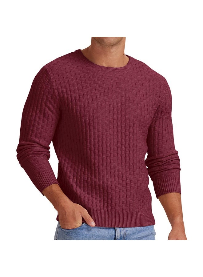 NIBEMINENT Men Knit Pullovers Solid Sweater Long Sleeve Jumpers Round Neck Sweaters Casual Slight Strech Spliced Male Autumn - Image 1