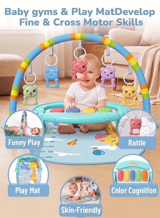 أرابايت بساط ألعاب الأطفال مع إطار رياضي، بساط أنشطة مع بيانو، إطار رياضي 3 في 1 مع موسيقى وأضواء ومرح، للعب أثناء الاستلقاء وتعليم مبكر (إصدار الزرافة) - Image 2