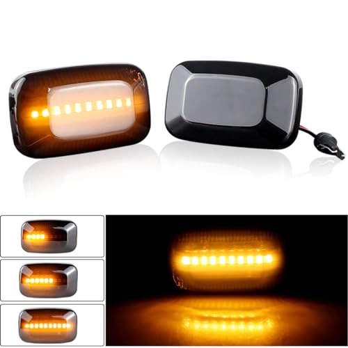 Polarlander Car Side Marker Lights Dynamic LED Turn Signal Indicator Rearview Mirror Lamp Compatible for Toyota Landcruiser Land Cruiser 70 80 100 Series 98-07 Smoked Lens Pack for 2 - Image 4
