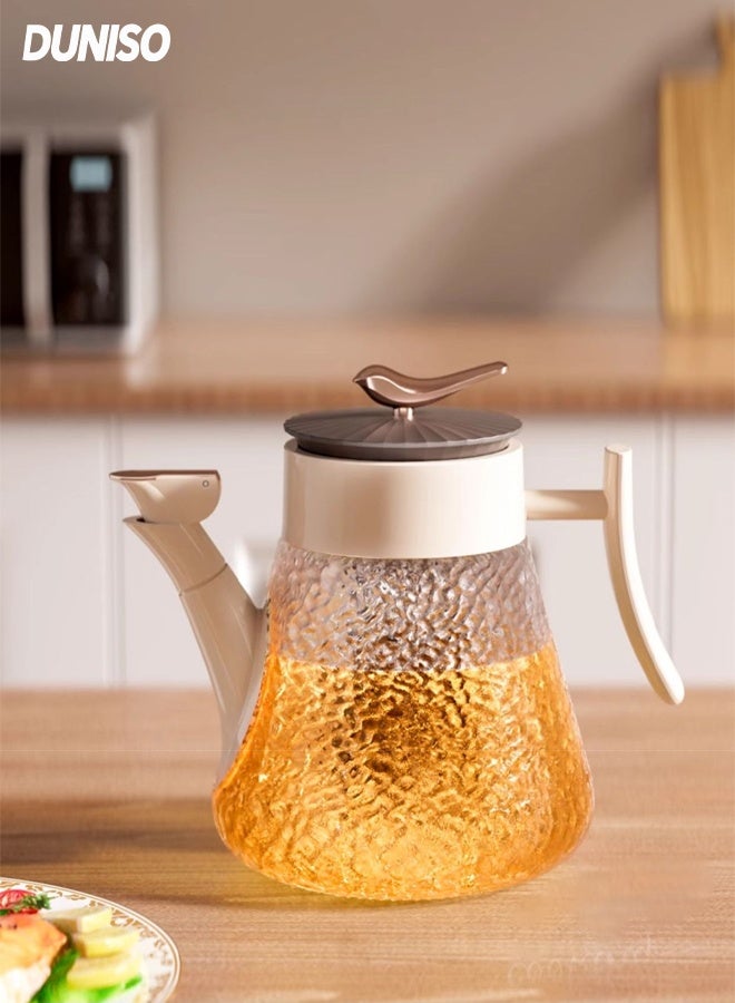 DUNISO Oil Dispenser Bottle with oil brush, Glass Olive Oil Bottle for Kitchen, Refillable & Leak-Proof, Wide Mouth Borosilicate Glass Cooking Oil Bottles with Lid and Handle (800ml) - Image 1