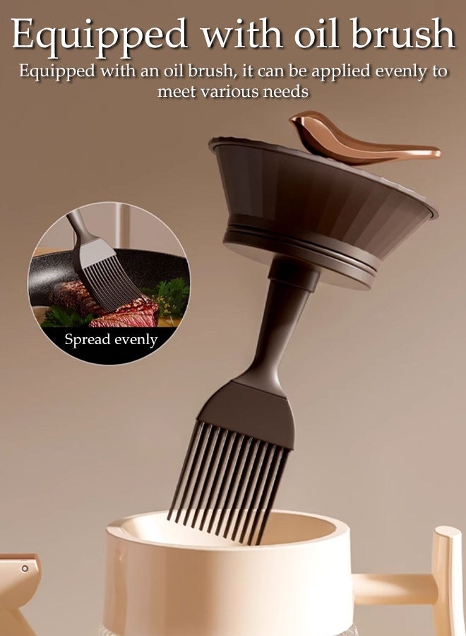 DUNISO Oil Dispenser Bottle with oil brush, Glass Olive Oil Bottle for Kitchen, Refillable & Leak-Proof, Wide Mouth Borosilicate Glass Cooking Oil Bottles with Lid and Handle (800ml) - Image 5