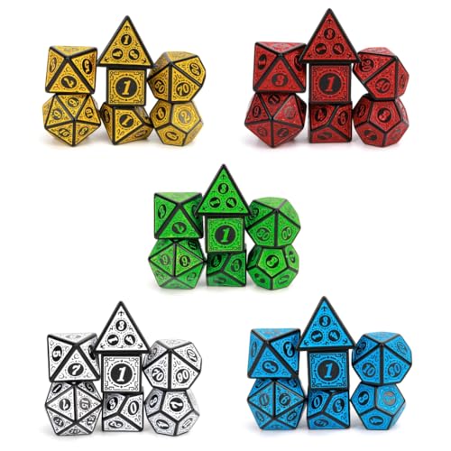 PUGED DND Dice Set 35 Pcs Polyhedral Dungeons and Dragons Rolling Dice for DD RPG MTG Table Games Dice Bulk with Colorful Drawstring Bags and Dice Tray Retro - Image 5