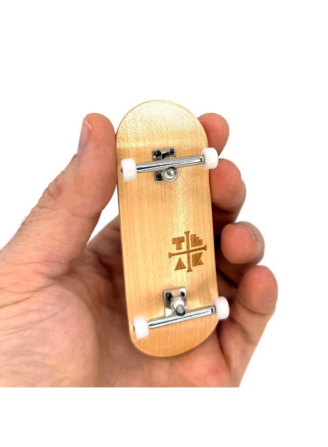 Teak Tuning 34mm Pro Fingerboard Complete - Fully Assembled with Pro Level Components - Pro Shaped Wooden Deck (34x97mm), UltraSpin Bearing Wheels, Prodigy Gen2 Trucks - Silver Heels - Image 1