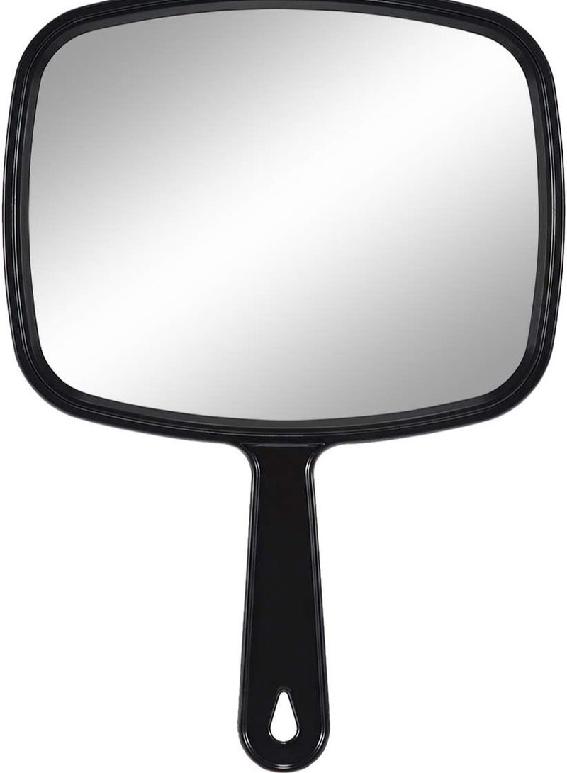 Red Blossom Large Hand Mirror, Salon Barber Hairdressing Handheld Mirror with Handle (Square Black 26cm x 19cm)  - Image 1