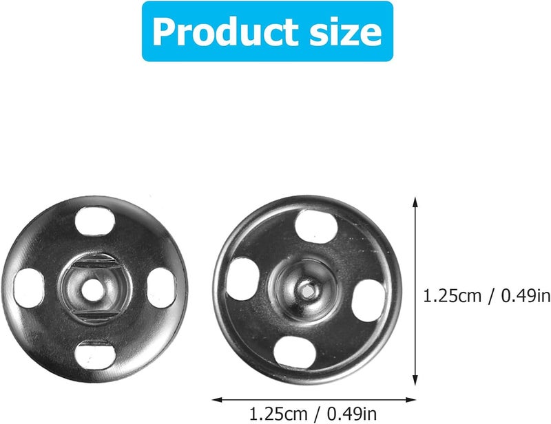 KAJNBN 50pcs Metal Clothes Snap Fastener Button Press 20l (12.5mm) Silver Sewing Snap Buttons for Coat Shirt Trench Coat Hand-Sewn Multi-Functional Fastener - Image 2