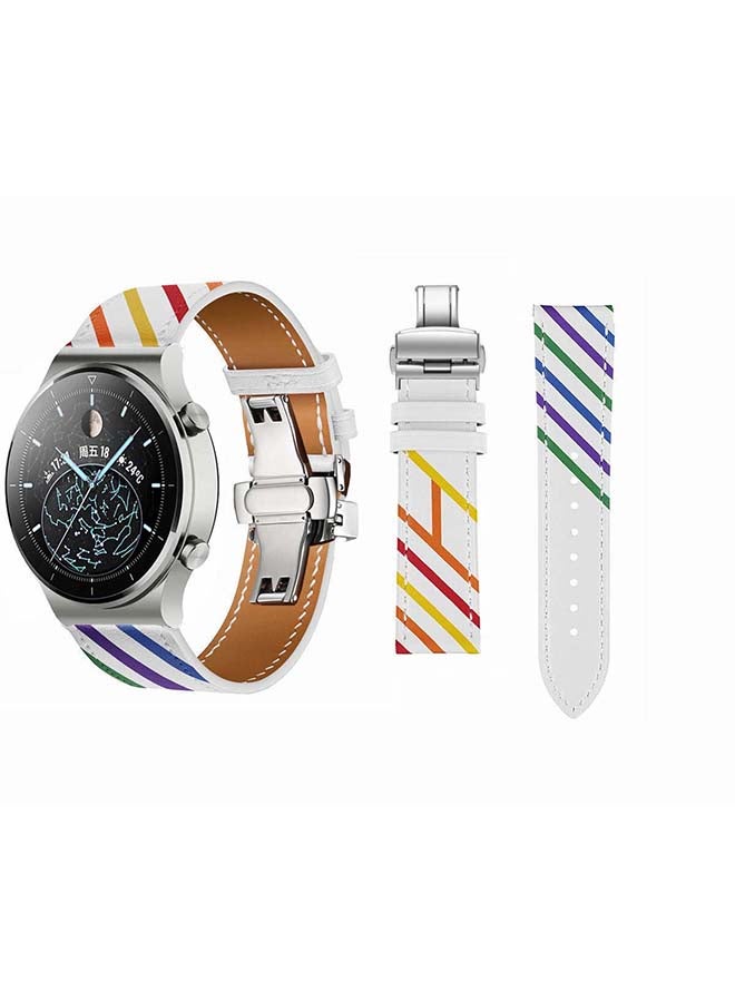 Perfii Genuine Leather Replacement Band For Huawei Watch GT2 Pro 22mm White - Image 1