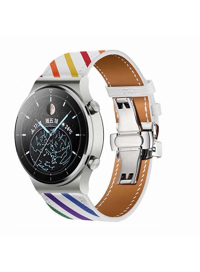 Perfii Genuine Leather Replacement Band For Huawei Watch GT2 Pro 22mm White - Image 2