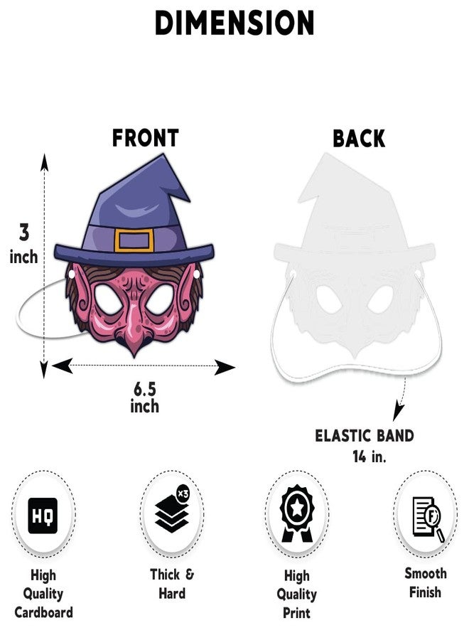 Festiko® Halloween Theme Eye Masks (48 Pcs), Halloween Theme Party Supplies, Return Gifts for Kids, Halloween Theme Party Items,Witch Eye Masks for Kids - Image 3