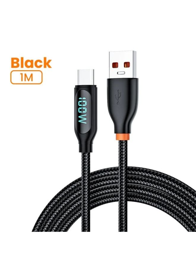 ماركة غير محددة 120 وات شحن سريع حقًا، خط بيانات عرض رقمي ذكي من نوع Typec لخط شحن Huawei Glory Vivo Millet OPPO - اللون: كابل مضيء * قيمة ثابتة * شحن سريع حقيقي 100 وات - 1 متر [تبريد قلب الجليد] شحن سريع مرئي  - Image 1