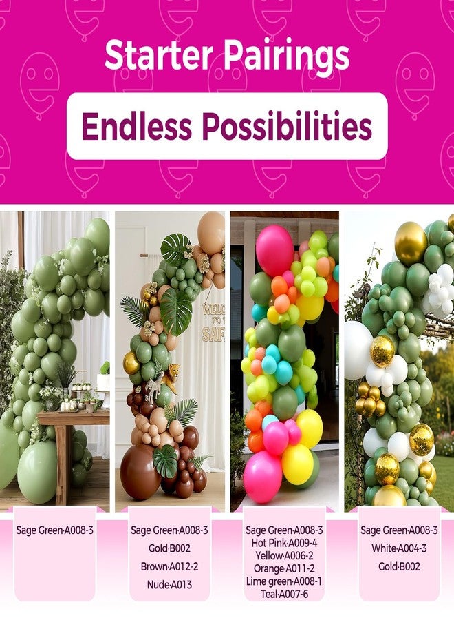 Bezente Sage Green Balloons Latex Party Balloons - 100 Pack 12 inch Round Helium Olive Green Balloons for Woodland Birthday Bridal Shower Wedding Graduation Anniversary Safari Jungle Party Decorations - Image 4