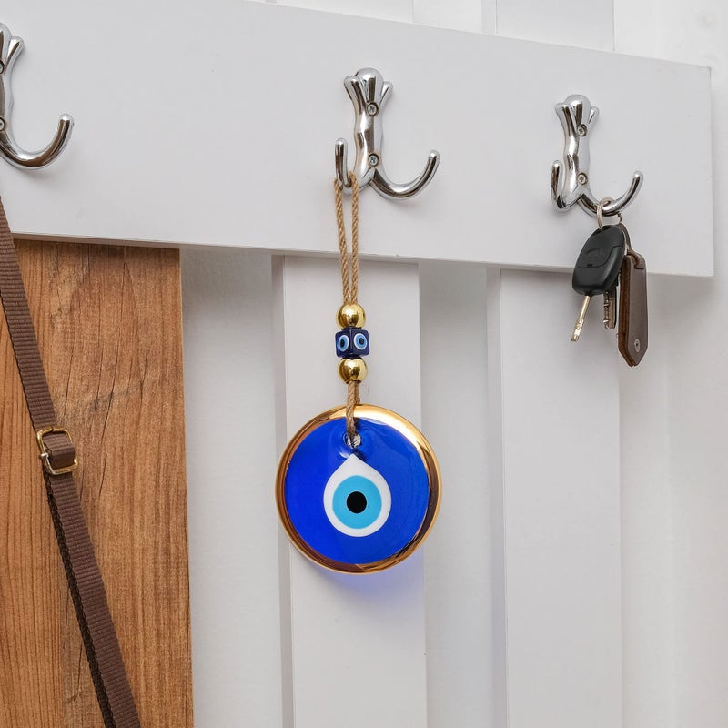 BCS الأزرق الشرير جدار العين ديكور الذهب الحدود تصميم 4.3 "" الزجاج الشرير العين معلقة زخرفة للمكتب المنزلي حديقة الباب التركي اليونانية المصنوعة يدويًا تميمة ناهي - Image 5