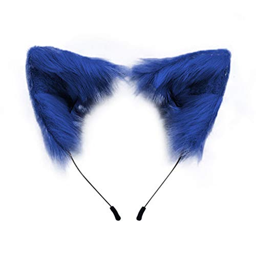 SMILETERNITY Handmade Fox Wolf Cat Ears Headwear Costume Accessories for Halloween Christmas Party (Blue) - Image 5