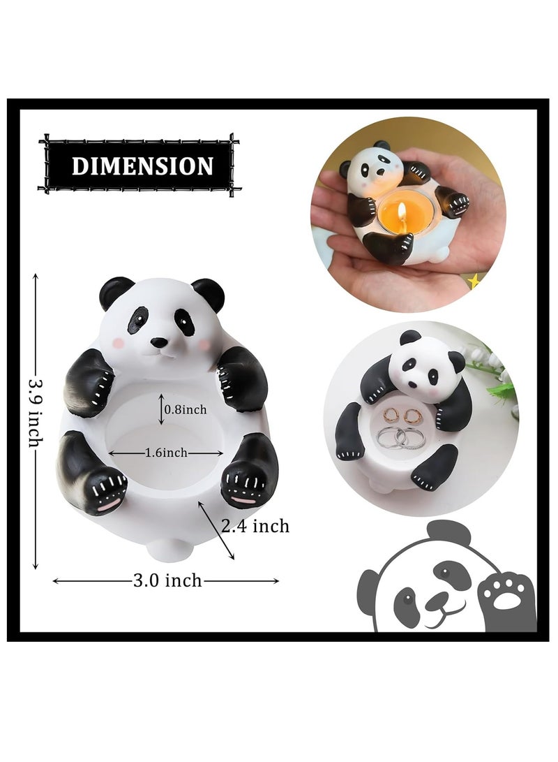 Tea Light Candle Holder, Cute Panda Candle Holder Ring Holder Jewelry Tray Decoration Holder for Tea Light Candle Desk Home Centerpiece Kitchen Room Decoration Panda Gift for Kids Girlfriend  - Image 2