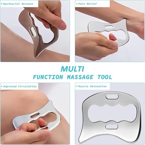 Soulvinee Stainless Steel Gua Sha Muscle Scraper Tool, Myofascial Scraping Tools for Physical Therapy, Lymphatic Drainage Massager, Soft Tissue Massage Tool - Image 3