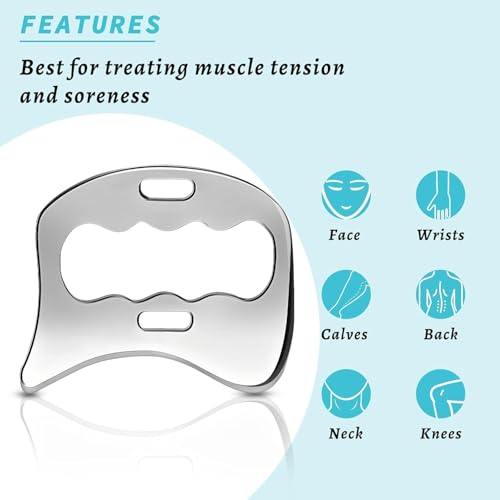 Soulvinee Stainless Steel Gua Sha Muscle Scraper Tool, Myofascial Scraping Tools for Physical Therapy, Lymphatic Drainage Massager, Soft Tissue Massage Tool - Image 4