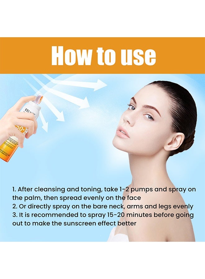EELHOE CLEAR MOISTURIZING AND SUN CREAM SPRAY SPF50+ PA+++, REFRESHING MOISTURIZING AND CARING SKIN MAKE THE SKIN TENDER MOIST AND RADIANT, Refreshing Moisturizing & Caring for the Skin, The Skin Feels Fresh and Makes the Skin look Supple and Moisturized, to Prevent Uv Damage to The Skin, Summer for Both Men And Women150ml - Image 4