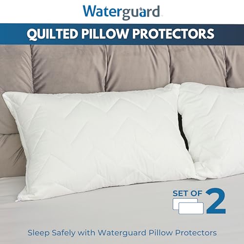 Waterguard Quilted Pillow Protector - Waterproof and Bed Bug Proof Standard Size Zippered Pillow Protector - Luxury Designed Pillowcases Protects Pillows from Dirt, Dust Mites, Stains, & Spills - Image 4