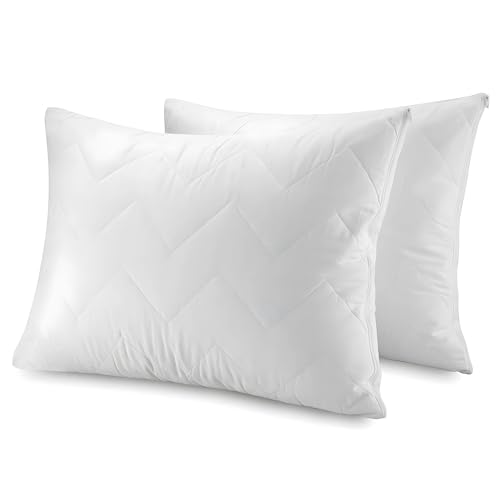 Waterguard Quilted Pillow Protector - Waterproof and Bed Bug Proof Standard Size Zippered Pillow Protector - Luxury Designed Pillowcases Protects Pillows from Dirt, Dust Mites, Stains, & Spills - Image 2