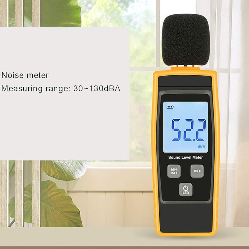 مقياس مستوى الصوت الرقمي 30-130 ديسيبل مع إضاءة خلفية للشاشة الكريستالية السائلة، أقصى/أدنى، تثبيت البيانات، صوت احترافي - Image 1