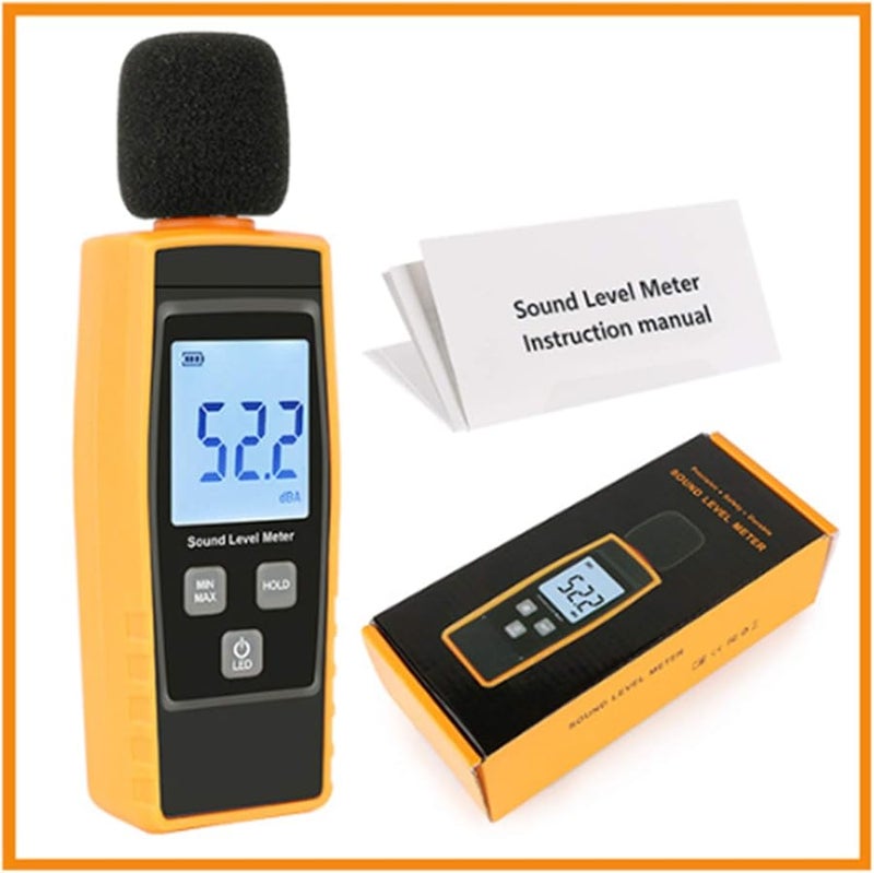 مقياس مستوى الصوت الرقمي 30-130 ديسيبل مع إضاءة خلفية للشاشة الكريستالية السائلة، أقصى/أدنى، تثبيت البيانات، صوت احترافي - Image 3