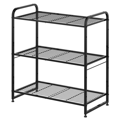 Simple Trending 3Tier Stackable Wire Shelving Unit Storage Rack Expandable  Adjustable Kitchen Storage Cabinet Shelf Organizer Black