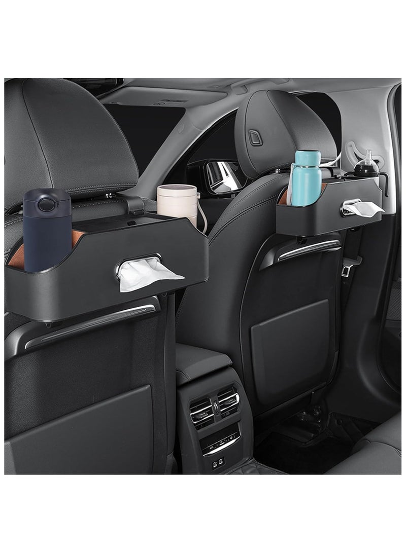 NANAO Car Seat Back Organizer, Stylish & Functional Storage for Family Adventures, Cup Holders, Tissue Box & Hooks, Perfect for Kids, Road Trips & Travel (Black) - Image 2